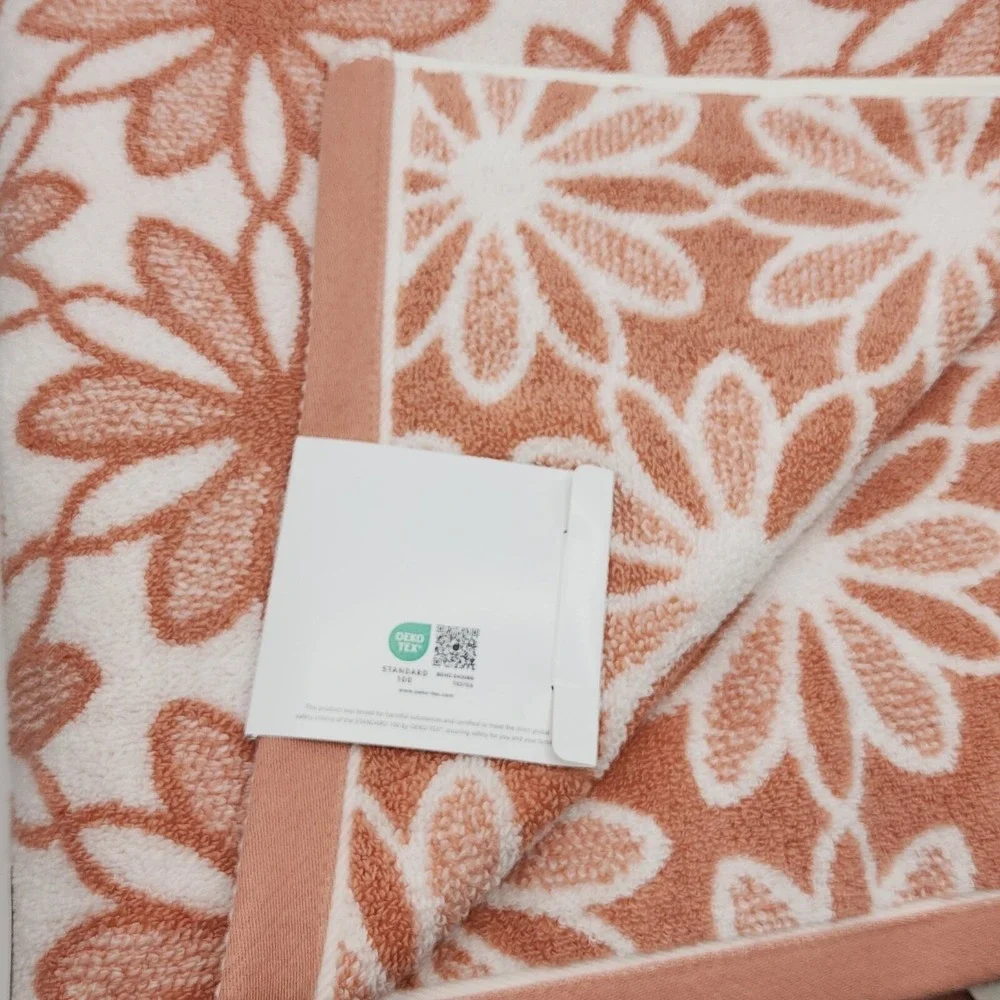 Caro Home Daisy Days Floral Cotton Towel Set 6pc Warm Clay Rose Fall Harvest